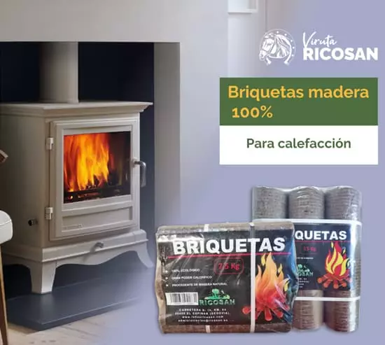 Fabricación y venta de viruta de madera para caballos y serrín en Madrid - Viruta Ricosan - Contenido ficha producto briquetas